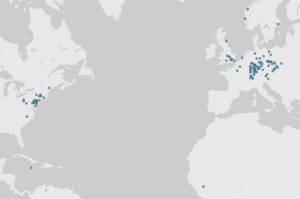 initial mapping of Moravian women's birth places